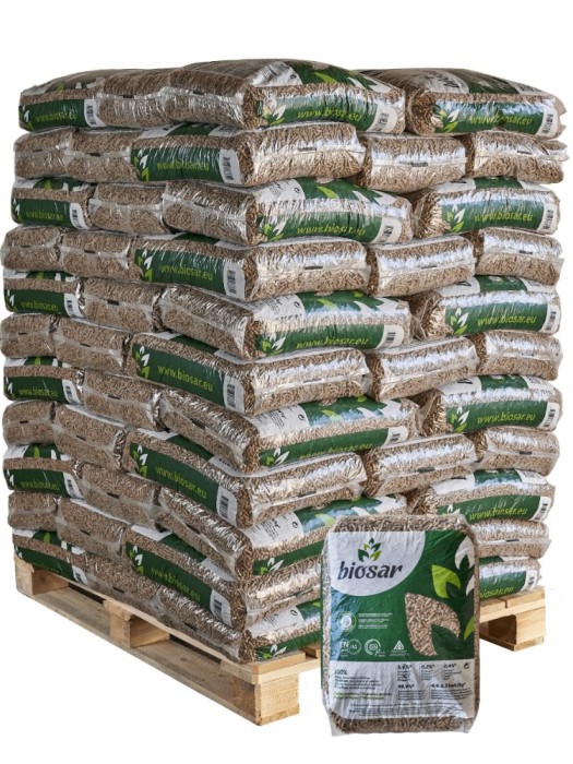 Pellet di Legno Biosar - Bancale da 77 sacchi da 15 kg